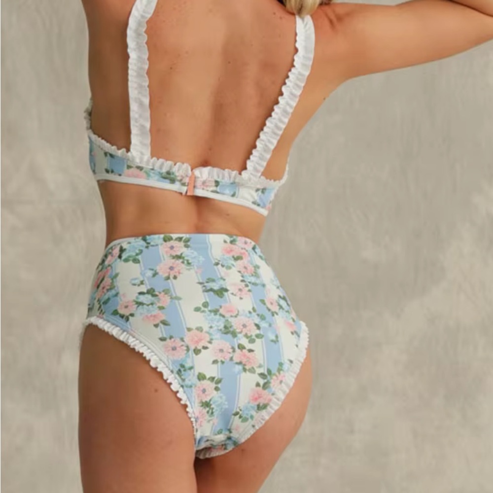 For Love And Lemons Floral Blue Bikini - Picture 2 of 4